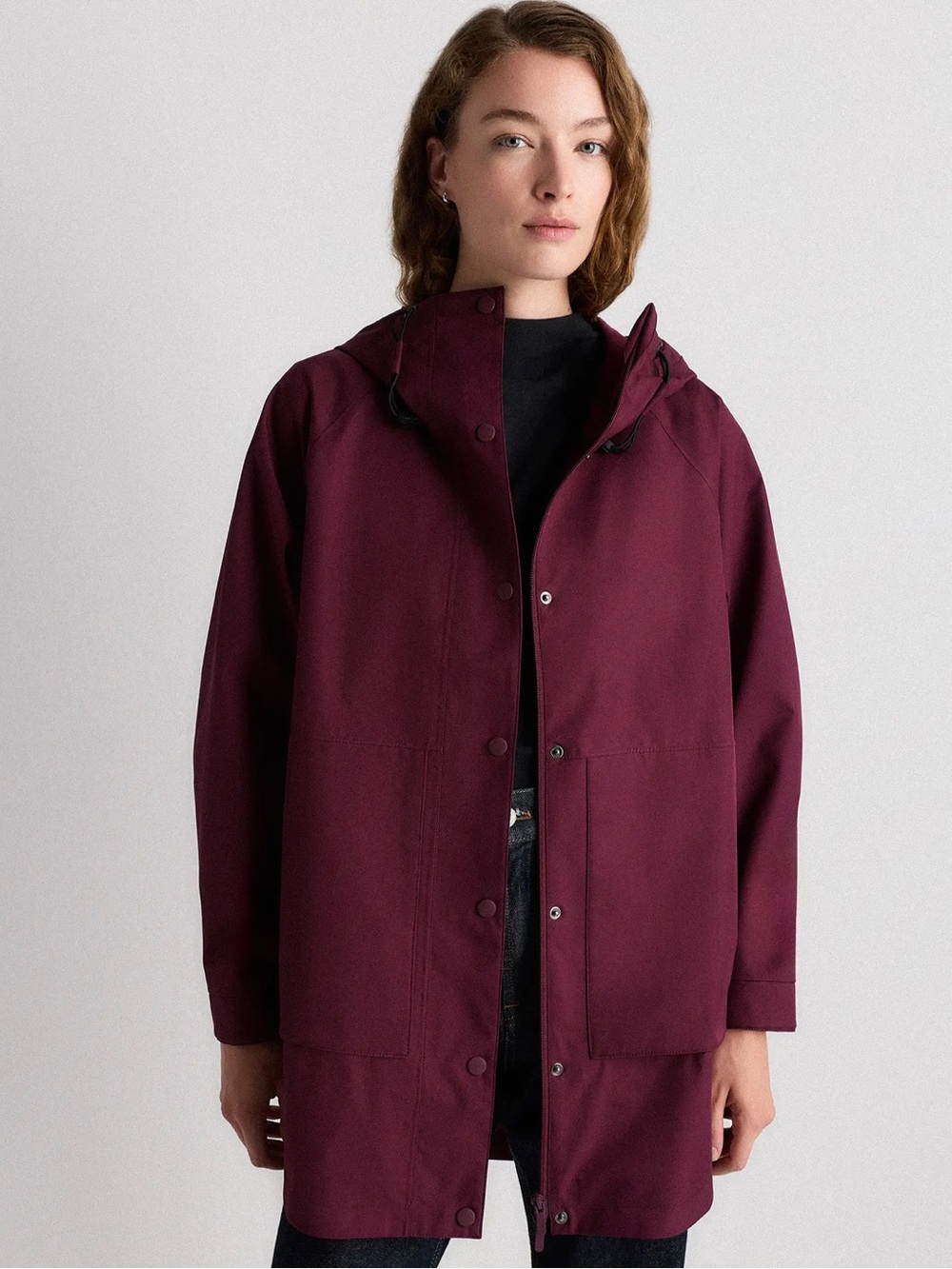 Quince Weather Proof Oversized Rain Jacket Barolo Burgundy XL